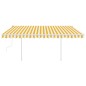 Tenda da Sole Retrattile Manuale con LED 4x3,5 m Gialla Bianca Tenda da Sole Retrattile Manuale con LED 4x3,5 m Gialla Bianca