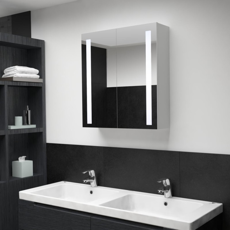 Armadietto Bagno con Specchio e LED 60x14x62 cm Armadietto Bagno con Specchio e LED 60x14x62 cm
