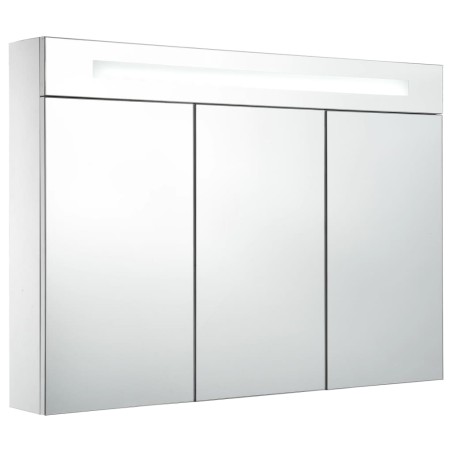 Armadietto Bagno con Specchio e LED 88x13x62 cm