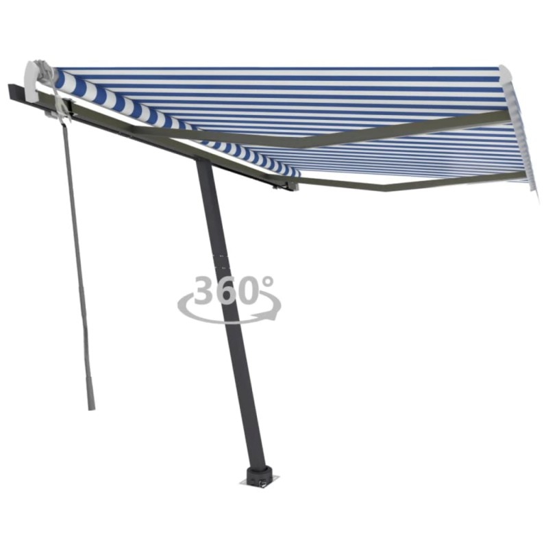 Tenda da Sole Retrattile Manuale 300x250 cm Blu e Bianca Tenda da Sole Retrattile Manuale 300x250 cm Blu e Bianca