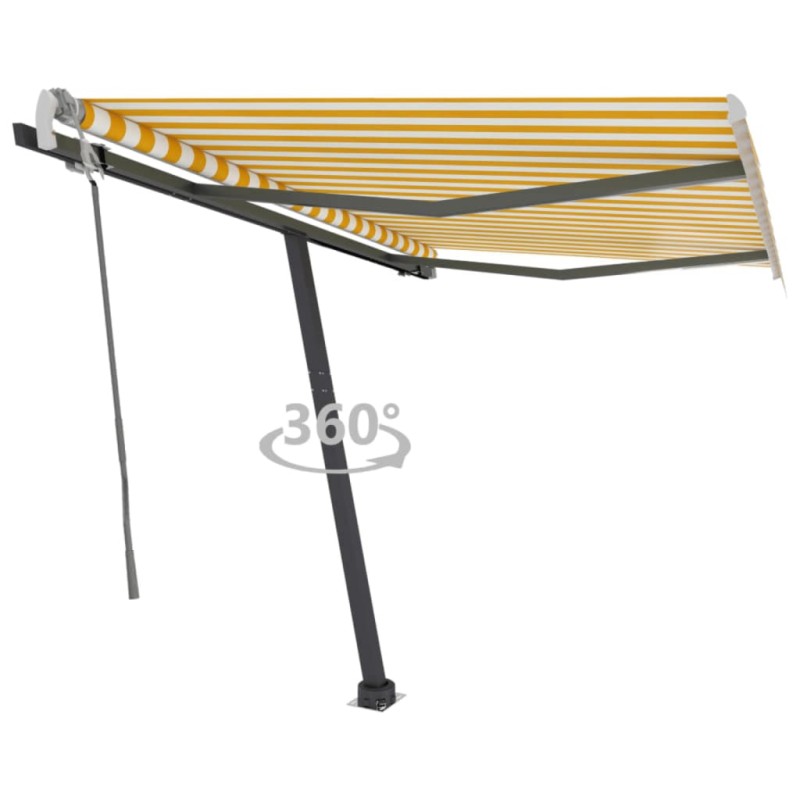 Tenda da Sole Retrattile Manuale 300x250 cm Gialla e Bianca Tenda da Sole Retrattile Manuale 300x250 cm Gialla e Bianca