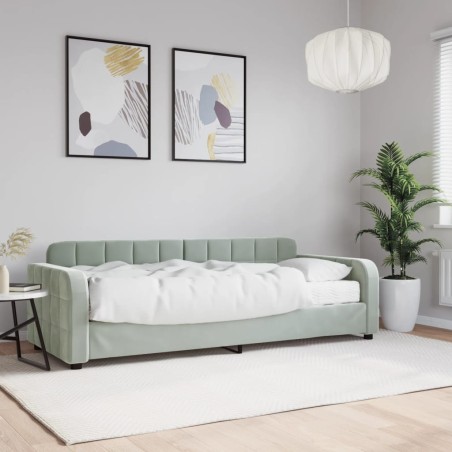 vidaXL Divano Letto con Materasso Grigio Chiaro 80x200 cm in Velluto