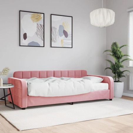 vidaXL Divano Letto con Materasso Rosa 90x200 cm in Velluto