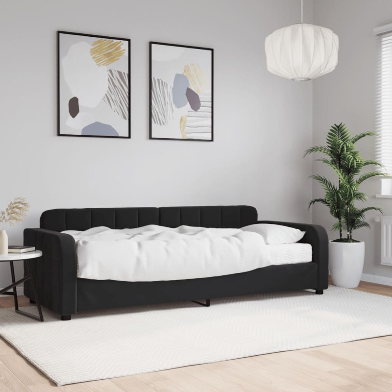 vidaXL Divano Letto con Materasso Nero 80x200 cm in Velluto vidaXL Divano Letto con Materasso Nero 80x200 cm in Velluto