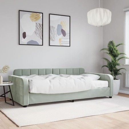 vidaXL Divano Letto con Materasso Grigio Chiaro 100x200 cm in Velluto