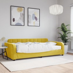 vidaXL Divano Letto con Materasso Giallo 100x200 cm in Velluto