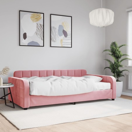 vidaXL Divano Letto con Materasso Rosa 100x200 cm in Velluto