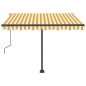 vidaXL Tenda da Sole Manuale con LED 300x250 cm Gialla e Bianca vidaXL Tenda da Sole Manuale con LED 300x250 cm Gialla e Bianca