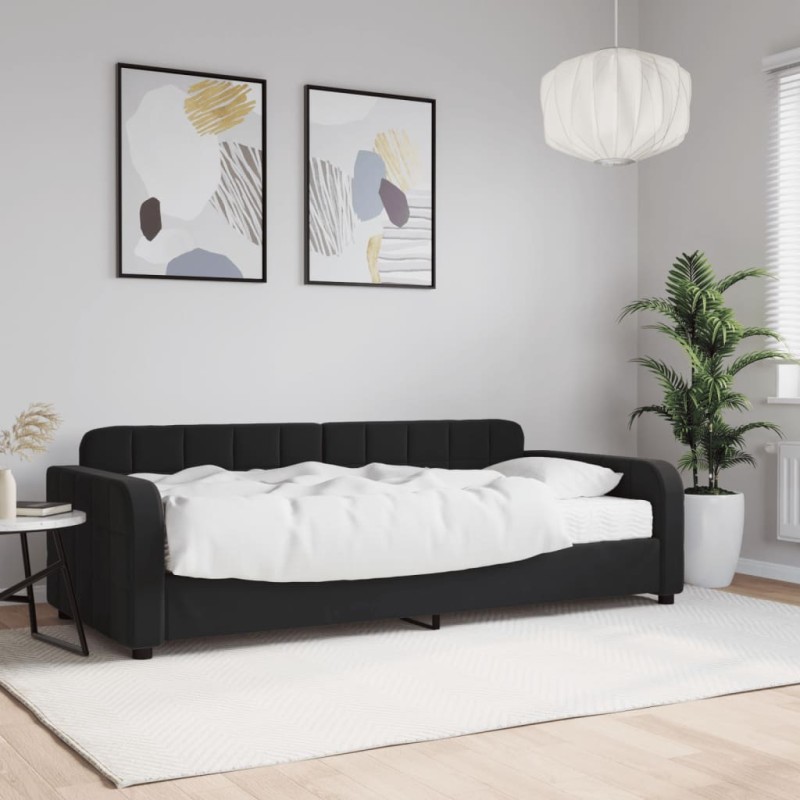 vidaXL Divano Letto con Materasso Nero 90x190 cm in Velluto vidaXL Divano Letto con Materasso Nero 90x190 cm in Velluto