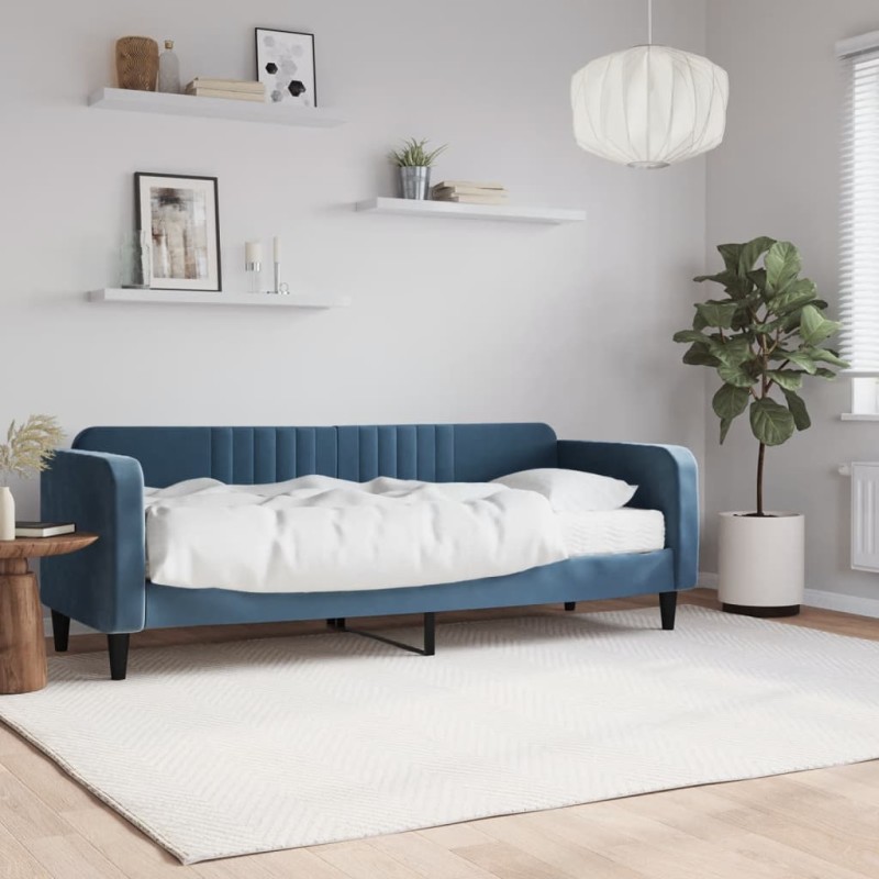 vidaXL Divano Letto con Materasso Blu 80x200 cm in Velluto vidaXL Divano Letto con Materasso Blu 80x200 cm in Velluto