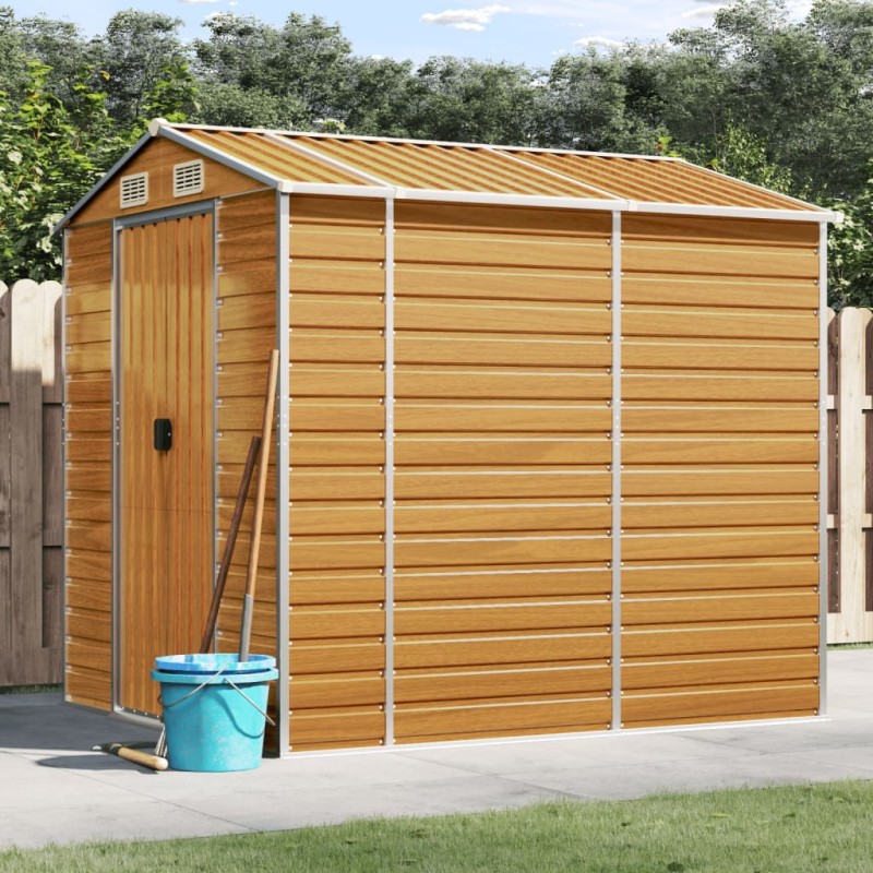 vidaXL Capanno Giardino Marrone Chiaro 191x215x198cm Acciaio Zincato vidaXL Capanno Giardino Marrone Chiaro 191x215x198cm Acciaio Zincato