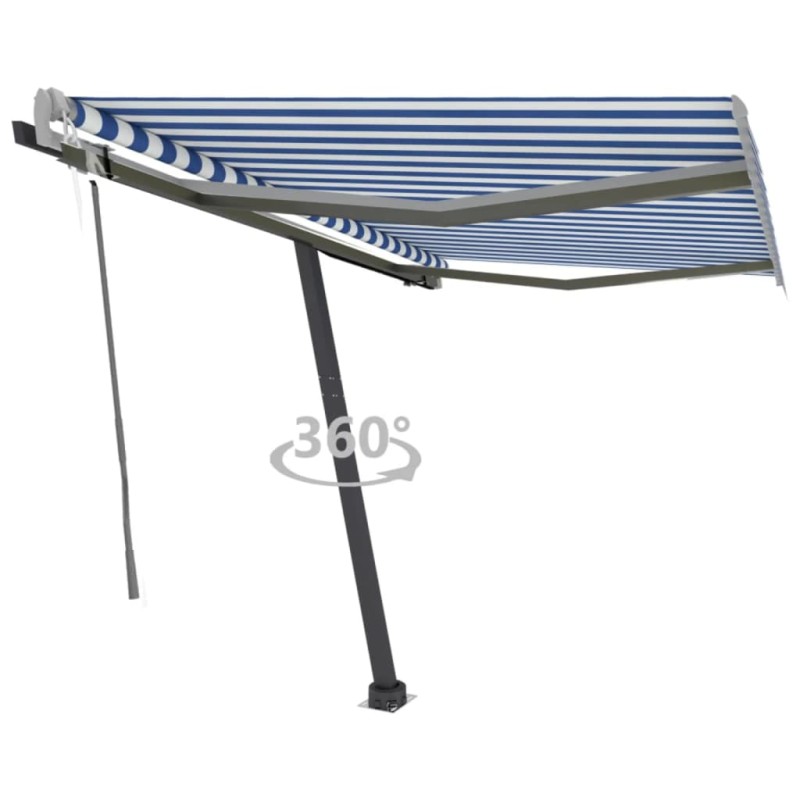Tenda da Sole Automatica Autoportante 300x250 cm Blu e Bianca Tenda da Sole Automatica Autoportante 300x250 cm Blu e Bianca