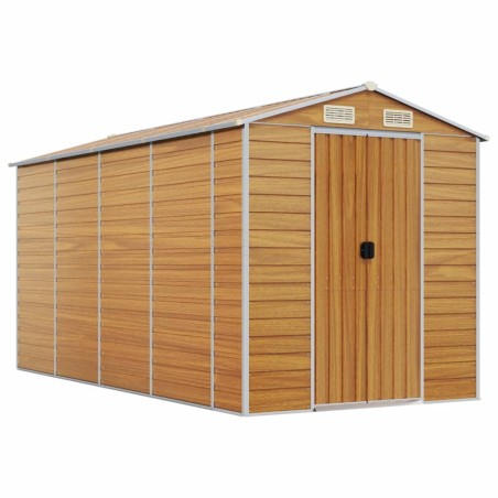 vidaXL Capanno Giardino Marrone Chiaro 191x385x198cm Acciaio Zincato
