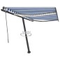 Tenda Automatica con Sensore Vento e LED 300x250cm Blu e Bianca Tenda Automatica con Sensore Vento e LED 300x250cm Blu e Bianca
