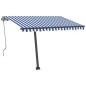 Tenda Automatica con Sensore Vento e LED 300x250cm Blu e Bianca Tenda Automatica con Sensore Vento e LED 300x250cm Blu e Bianca