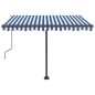Tenda Automatica con Sensore Vento e LED 300x250cm Blu e Bianca Tenda Automatica con Sensore Vento e LED 300x250cm Blu e Bianca
