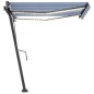Tenda Automatica con Sensore Vento e LED 300x250cm Blu e Bianca Tenda Automatica con Sensore Vento e LED 300x250cm Blu e Bianca
