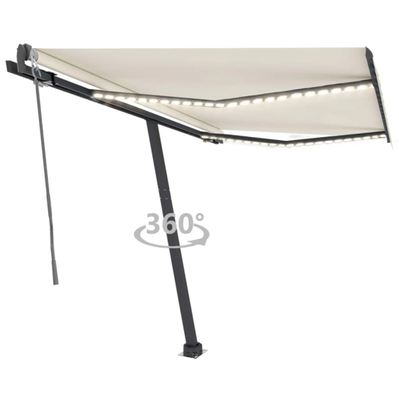 Tenda Automatica con Sensore Vento e LED 300x250 cm Crema Tenda Automatica con Sensore Vento e LED 300x250 cm Crema