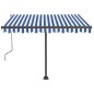 Tenda da Sole Retrattile Manuale 350x250 cm Blu e Bianca Tenda da Sole Retrattile Manuale 350x250 cm Blu e Bianca