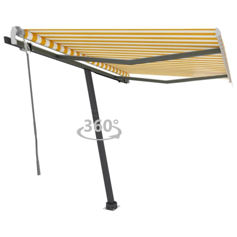 Tenda da Sole Retrattile Manuale 350x250 cm Gialla e Bianca Tenda da Sole Retrattile Manuale 350x250 cm Gialla e Bianca