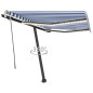 Tenda da Sole Retrattile Manuale con LED 350x250cm Blu e Bianca Tenda da Sole Retrattile Manuale con LED 350x250cm Blu e Bianca