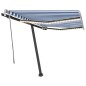 Tenda da Sole Retrattile Manuale con LED 350x250cm Blu e Bianca Tenda da Sole Retrattile Manuale con LED 350x250cm Blu e Bianca