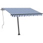 Tenda da Sole Retrattile Manuale con LED 350x250cm Blu e Bianca Tenda da Sole Retrattile Manuale con LED 350x250cm Blu e Bianca
