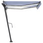 Tenda da Sole Retrattile Manuale con LED 350x250cm Blu e Bianca Tenda da Sole Retrattile Manuale con LED 350x250cm Blu e Bianca