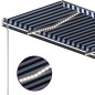 Tenda da Sole Retrattile Manuale con LED 350x250cm Blu e Bianca Tenda da Sole Retrattile Manuale con LED 350x250cm Blu e Bianca