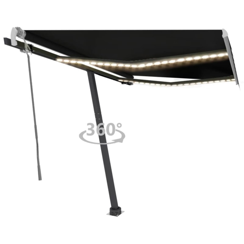 Tenda da Sole Retrattile Manuale con LED 300x250 cm Antracite Tenda da Sole Retrattile Manuale con LED 300x250 cm Antracite