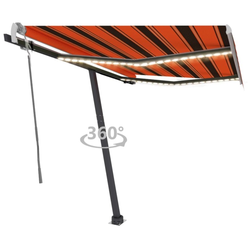 Tenda da Sole Retrattile con LED 350x250 cm Arancione e Marrone Tenda da Sole Retrattile con LED 350x250 cm Arancione e Marrone