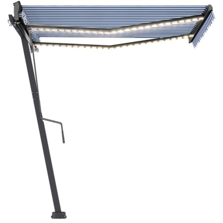 Tenda da Sole Automatica LED Sensore Vento 350x250cm Blu Bianca