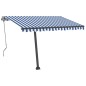 Tenda da Sole Automatica LED Sensore Vento 350x250cm Blu Bianca Tenda da Sole Automatica LED Sensore Vento 350x250cm Blu Bianca