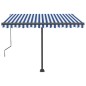 Tenda da Sole Automatica LED Sensore Vento 350x250cm Blu Bianca Tenda da Sole Automatica LED Sensore Vento 350x250cm Blu Bianca