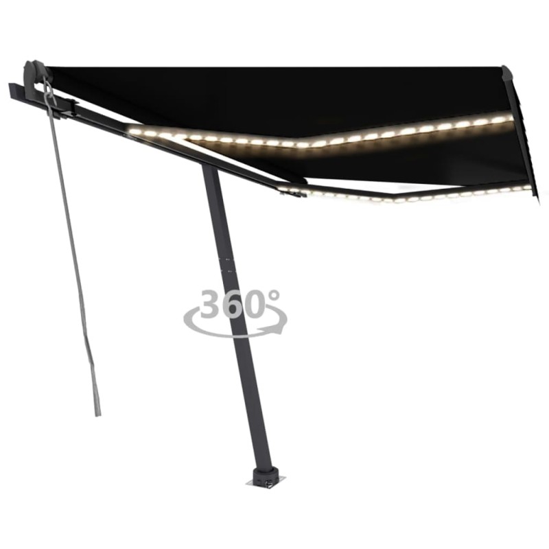 vidaXL Tenda Automatica con Sensore Vento e LED 350x250 cm Antracite vidaXL Tenda Automatica con Sensore Vento e LED 350x250 cm Antracite