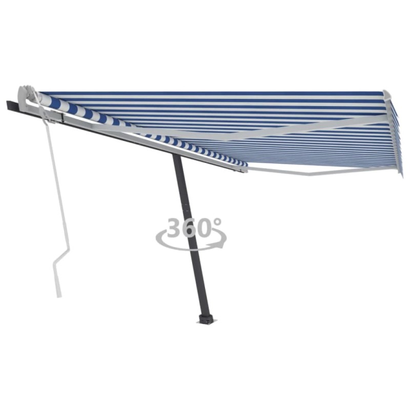vidaXL Tenda Retrattile Manuale Autoportante 400x300 cm Blu/Bianco vidaXL Tenda Retrattile Manuale Autoportante 400x300 cm Blu/Bianco
