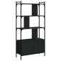 vidaXL Libreria con Ante Nera 76,5x30x154,5 cm Legno Multistrato vidaXL Libreria con Ante Nera 76,5x30x154,5 cm Legno Multistrato