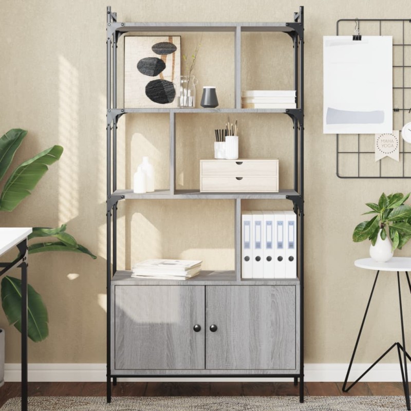 vidaXL Libreria Ante Grigio Sonoma 76,5x30x154,5 cm Legno Multistrato vidaXL Libreria Ante Grigio Sonoma 76,5x30x154,5 cm Legno Multistrato