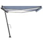 vidaXL Tenda da Sole Retrattile Manuale con LED 400x300cm Blu e Bianca