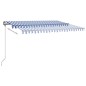 vidaXL Tenda da Sole Retrattile Manuale con LED 400x300cm Blu e Bianca