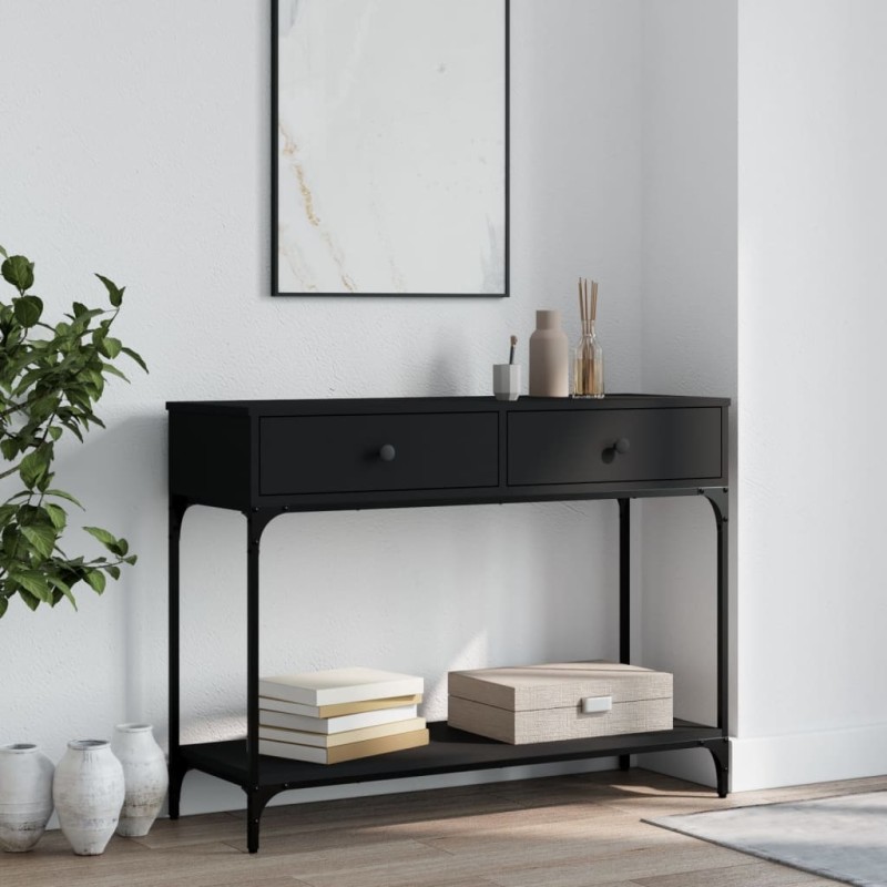 vidaXL Tavolino Consolle Nero 100x34,5x75 cm in Legno Multistrato vidaXL Tavolino Consolle Nero 100x34,5x75 cm in Legno Multistrato