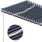 vidaXL Tenda da Sole Retrattile Manuale con LED 400x300cm Blu e Bianca