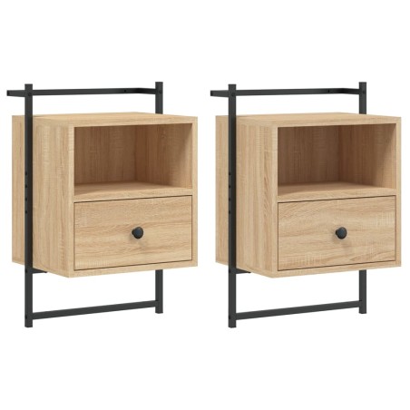 vidaXL Comodini a Muro 2 pz Rovere Sonoma 40x30x61cm Legno Multistrato
