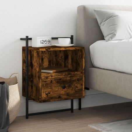 vidaXL Comodino a Muro Rovere Fumo 40x30x61 cm Legno Multistrato