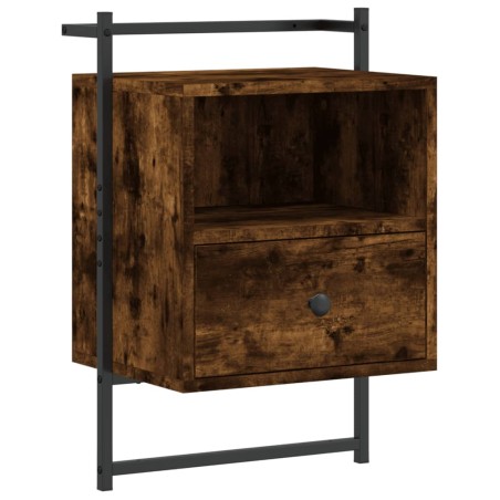vidaXL Comodino a Muro Rovere Fumo 40x30x61 cm Legno Multistrato