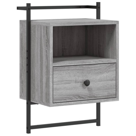 vidaXL Comodino a Muro Grigio Sonoma 40x30x61 cm Legno Multistrato