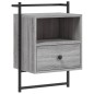 vidaXL Comodino a Muro Grigio Sonoma 40x30x61 cm Legno Multistrato