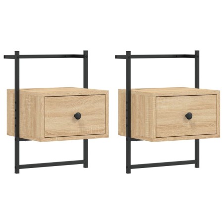 vidaXL Comodini a Muro 2 pz Rovere Sonoma 35x30x51cm Legno Multistrato