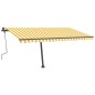 vidaXL Tenda da Sole Retrattile Manuale e LED 400x300cm Gialla Bianca vidaXL Tenda da Sole Retrattile Manuale e LED 400x300cm Gialla Bianca