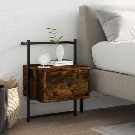 vidaXL Comodino a Muro Rovere Fumo 35x30x51 cm Legno Multistrato